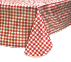 21st Century B59A2 108″ x 54″ Checkered Red & White Plastic Tablecloth - Image 2