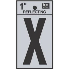 Address Letters, "X", Reflective Black/Silver Vinyl, Adhesive, 1-In.