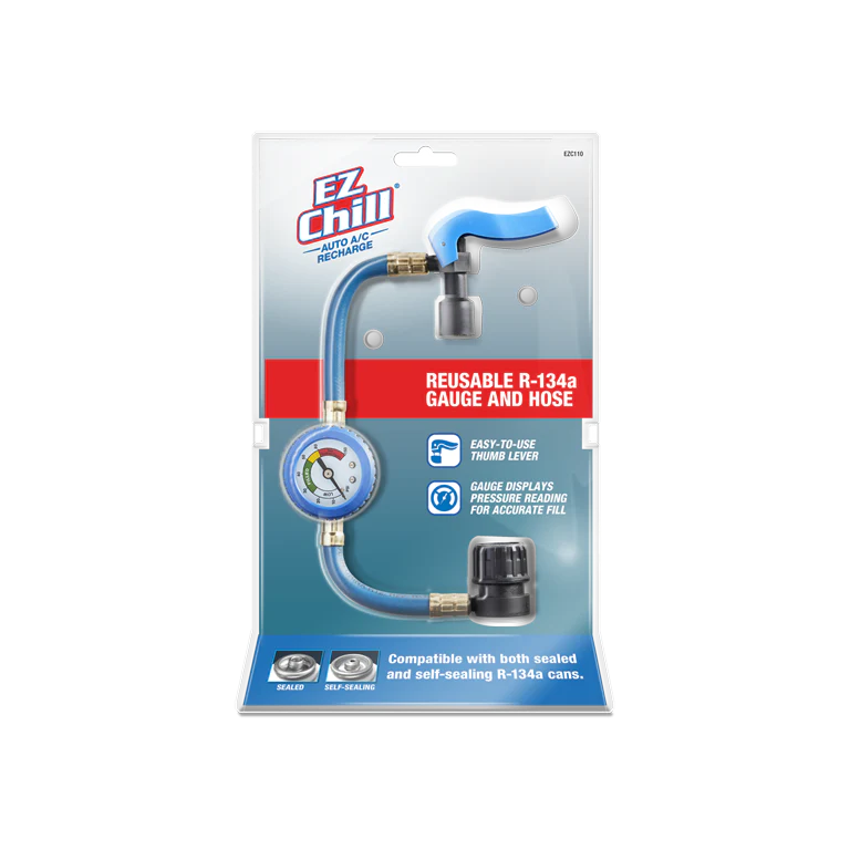 EZ Chill™ Auto A/C Recharge Reusable R-134a Gauge and Hose