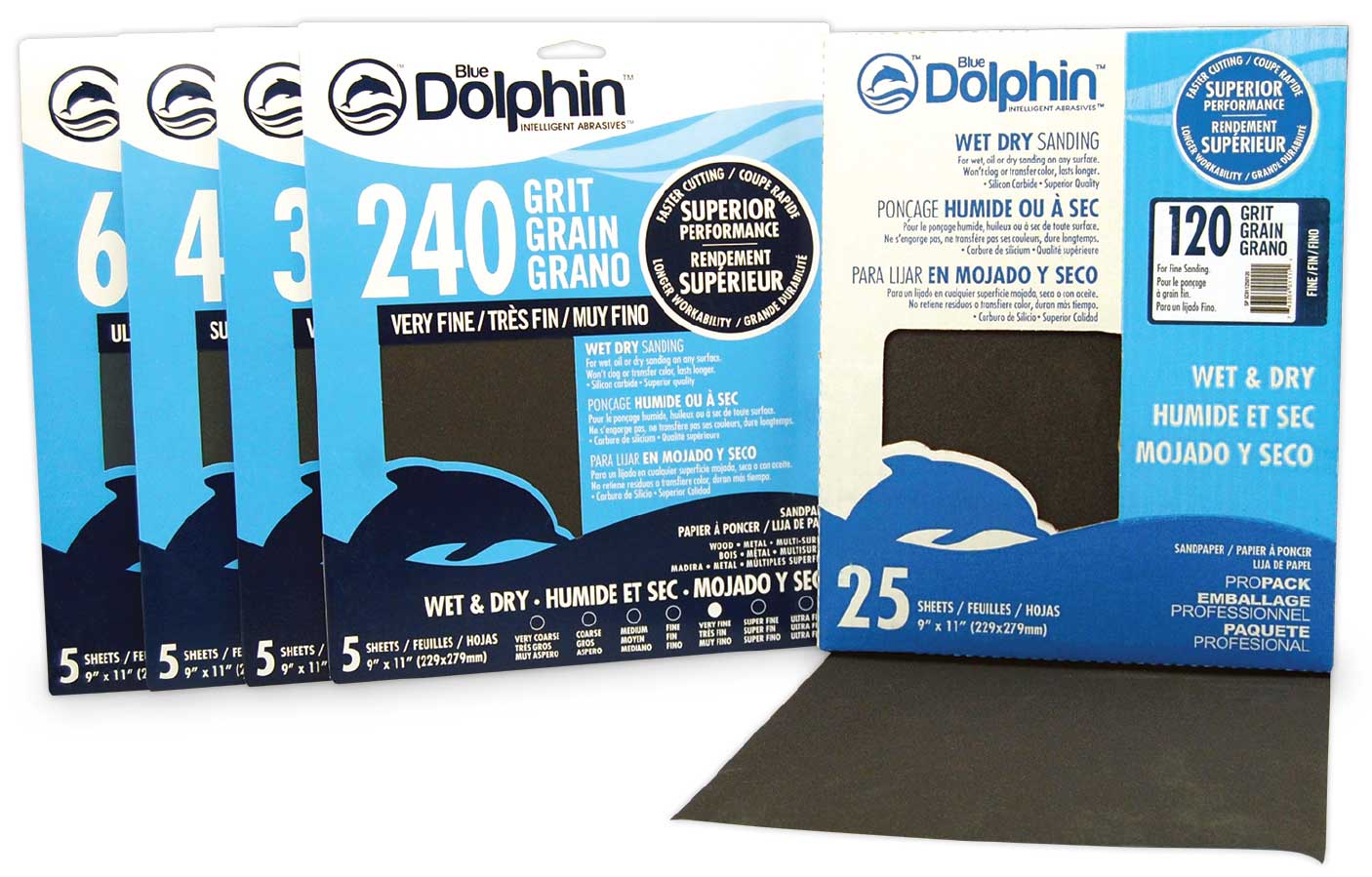 Linzer Blue Dolphin Wet & Dry Silicon Carbide Sanding Paper 320 Grit 25 Pack 9" x 11"