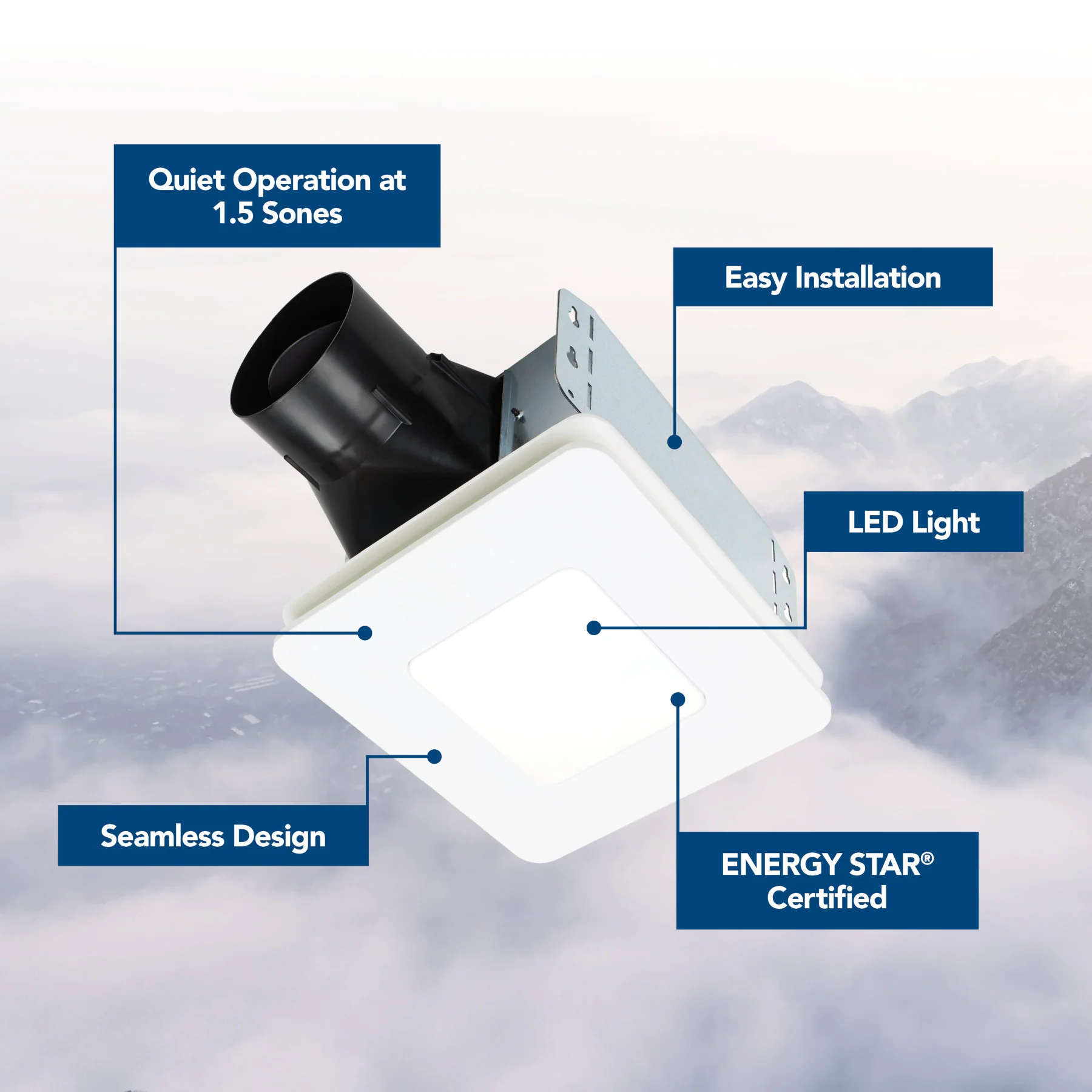 Broan-NuTone® Roomside Series Bathroom Exhaust Fan w/ LED Light, 60 CFM, Energy Star® - Image 2