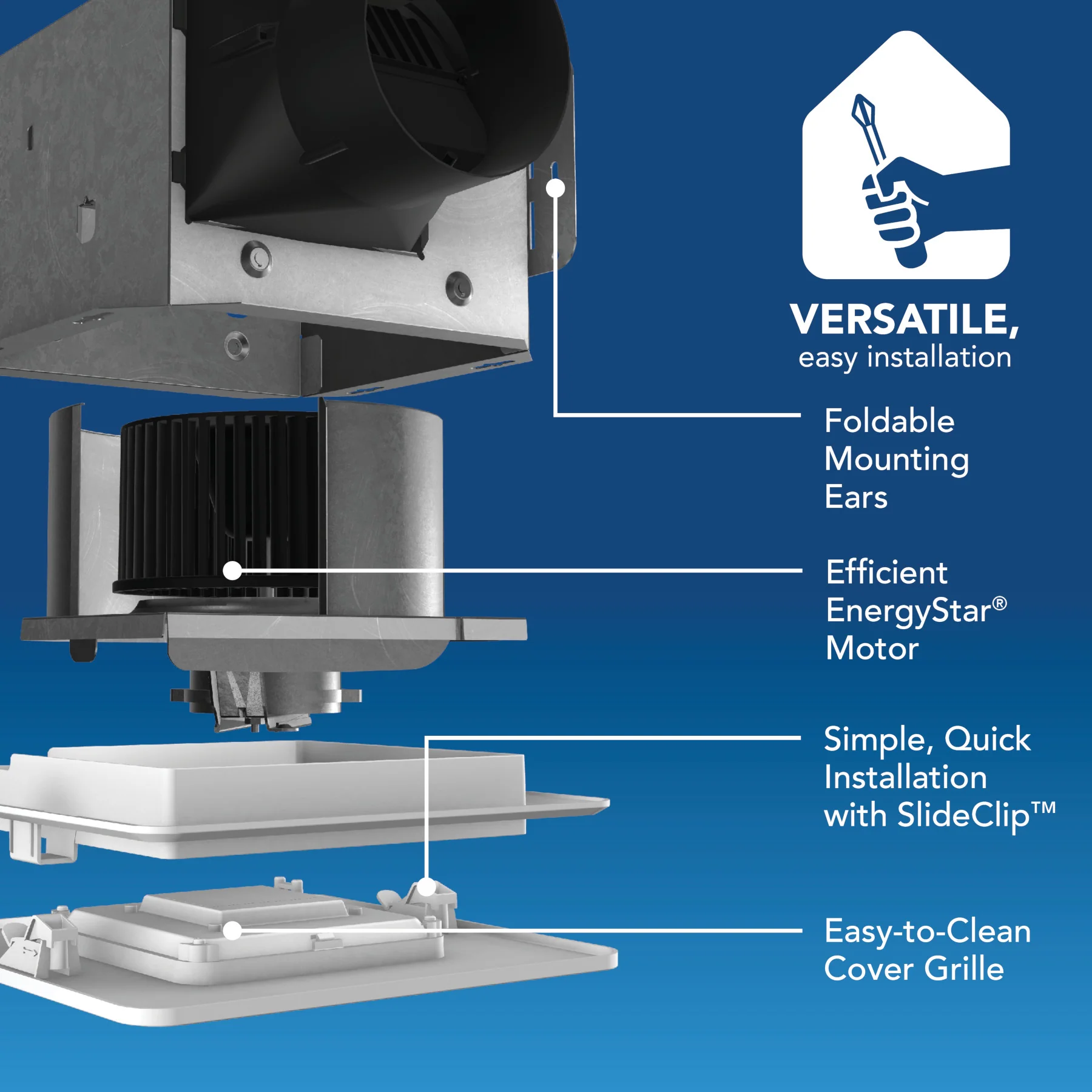 Broan-NuTone® Roomside Series Bathroom Exhaust Fan w/ LED Light, 60 CFM, Energy Star® - Image 5