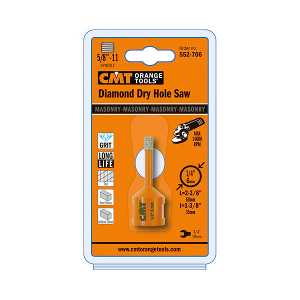 CMT 552-706, Dia-mond Dry Hole Saws, 1/4" - Image 3