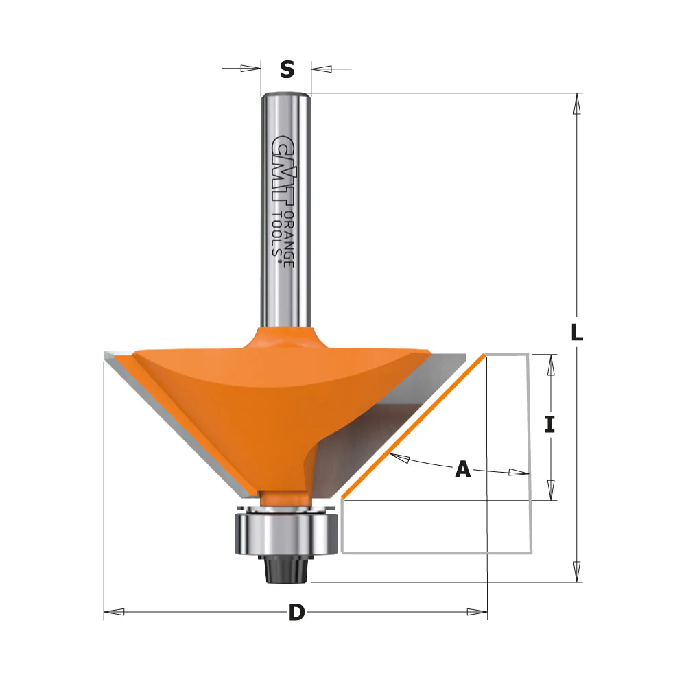 CMT 836.280.11 Chamfer Bit, 1/4-Inch Shank, 1-1/4-Inch Diameter, Carbide-Tipped - Image 3