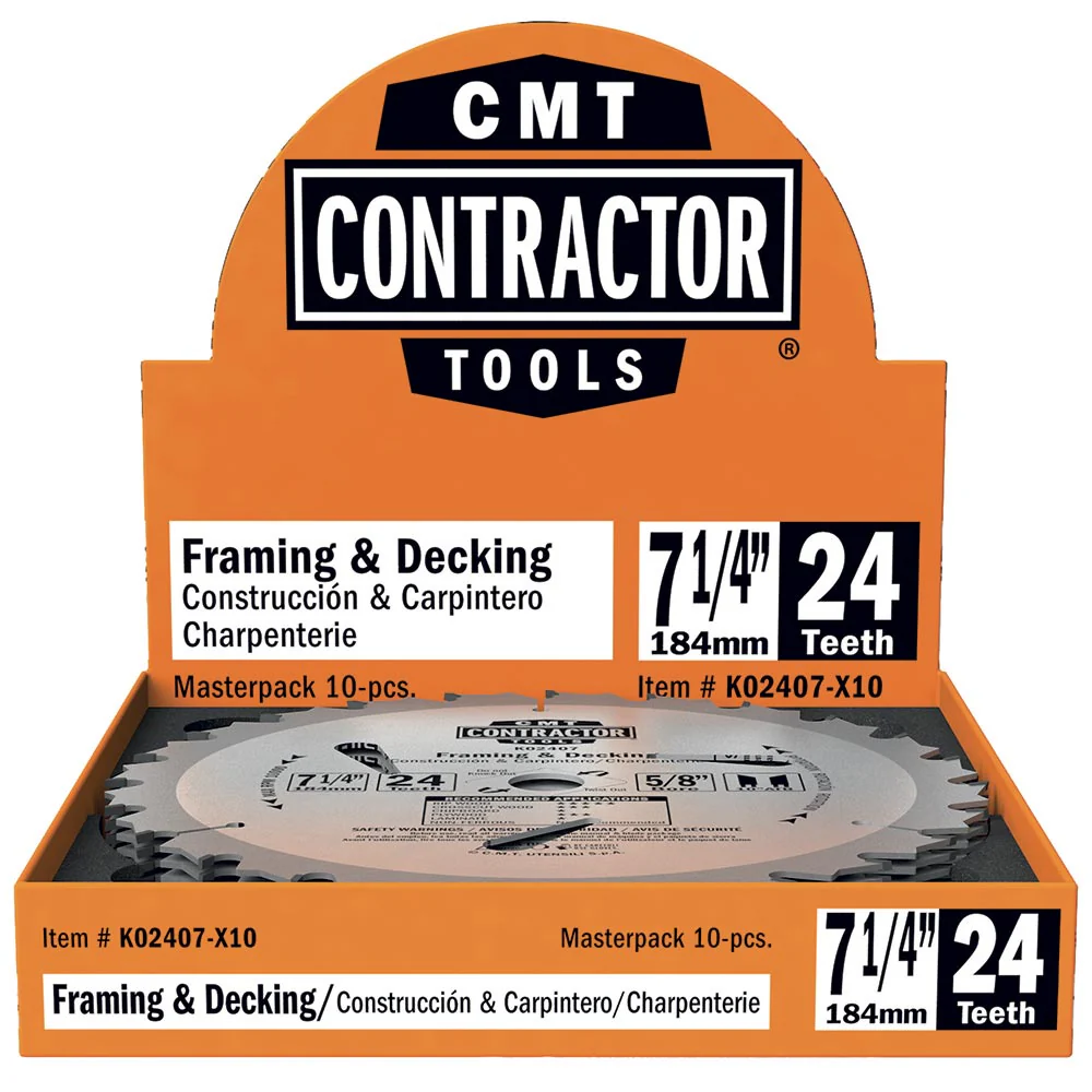 CMT K02407-X10 ITK Contractor Framing/Decking Saw Blade Masterpack, 7-1/4 x 24 Tooth (10 Pack) - Image 5
