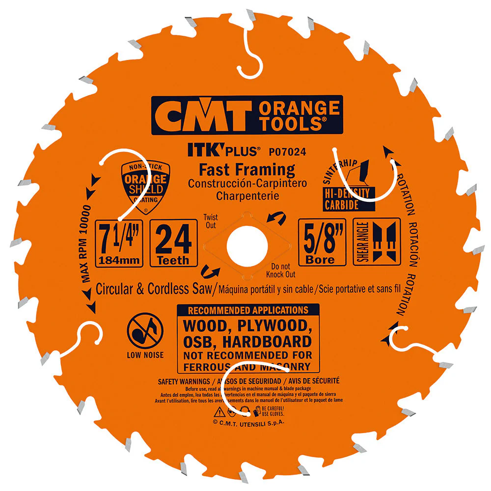 CMT Orange Tools ITK Plus Fast Framing Saw Blade Masterpack 7-1/4 x 24 Teeth 10-Degree Atb+Sh