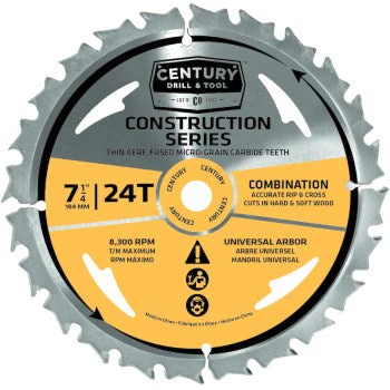 Century Drill And Tool 7-1/4" x 24T Combo Blade, Construct Bulk - Pack of 10