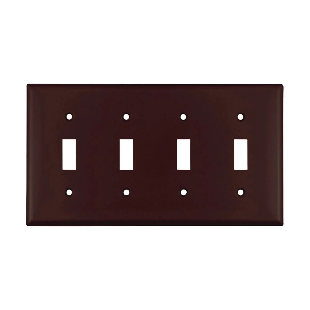 Cooper Wiring Devices 4 - Gang Standard Toggle Plate, Brown