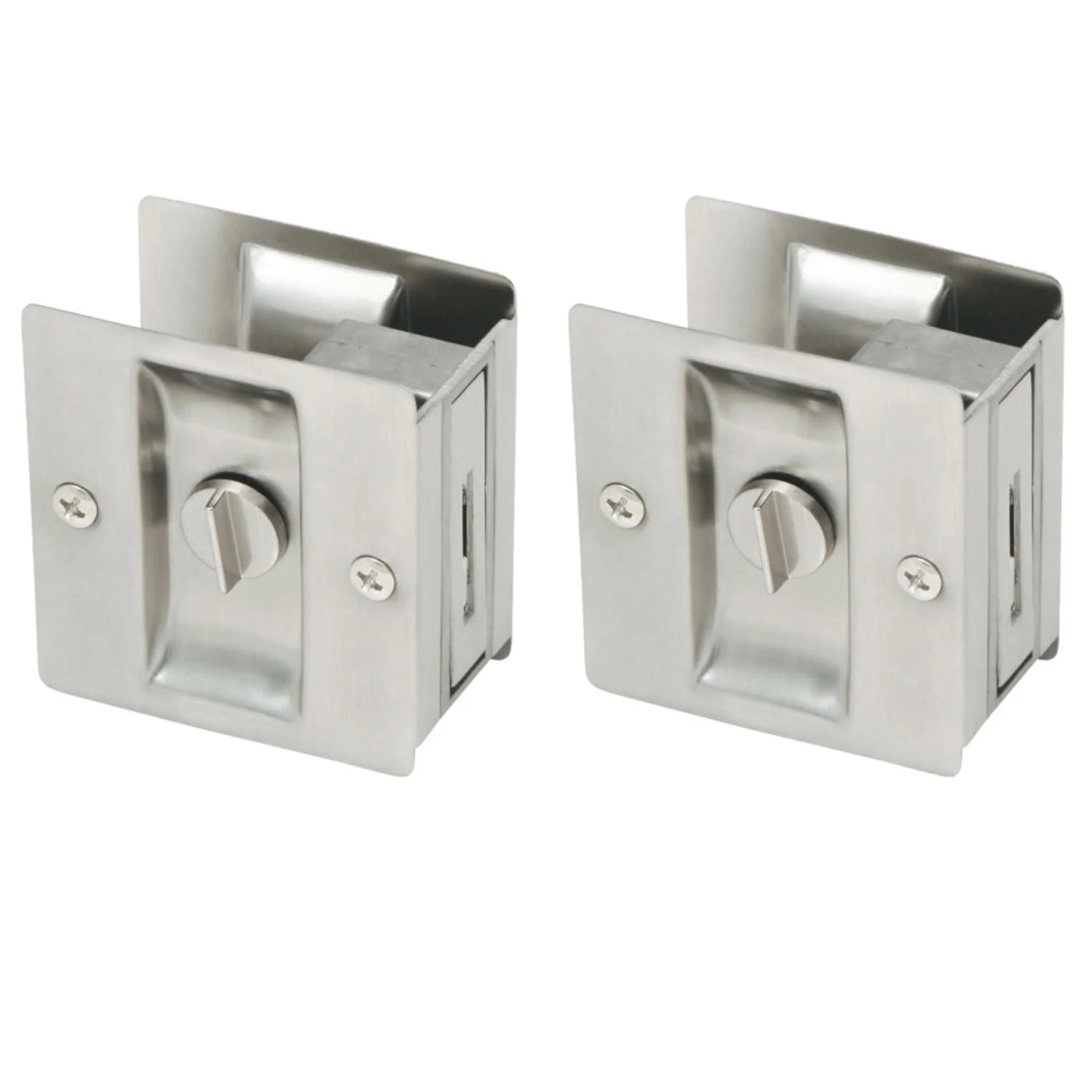 Design House 2-Pack Rectangular Privacy Pocket Door Passage is Finished in Satin Nickel
