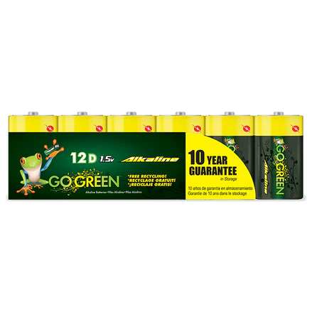 GoGreen Power® Alkaline Batteries D 12pk