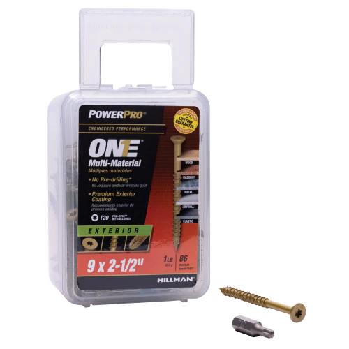 Power Pro One Flat Exterior Bronze Multi-Material Screws #9 X 2-1/2" - 1lb Box