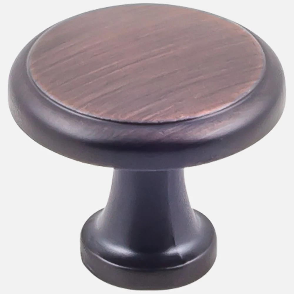 Kasaware 1-3/16" Diameter Flat Round Knob with Step, 4-pack Oil Rubbed Bronze Finish