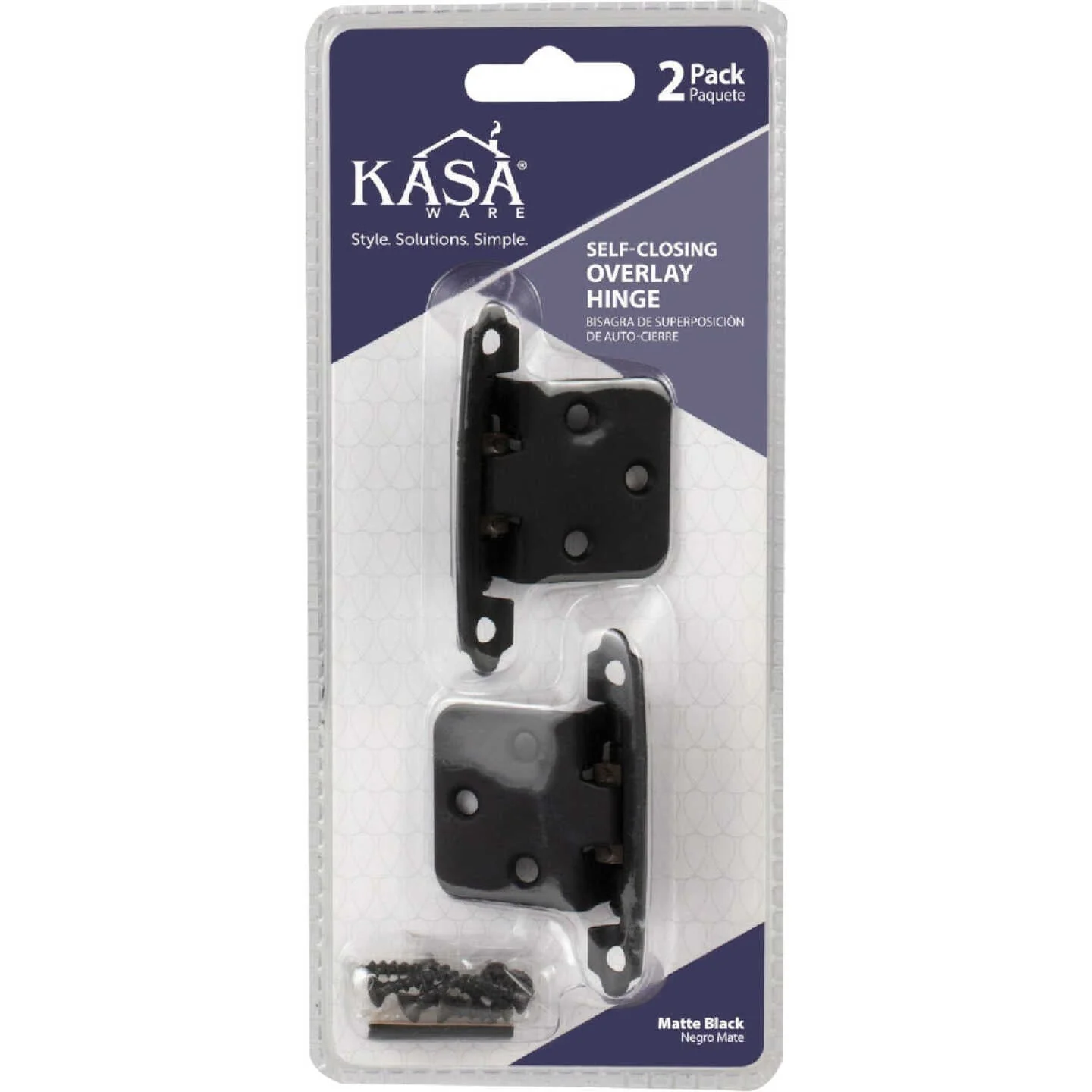 Kasaware KFHI-A-MB2 Selfclose Inset Hinge, 3/8" Matte Black - Pack of 2