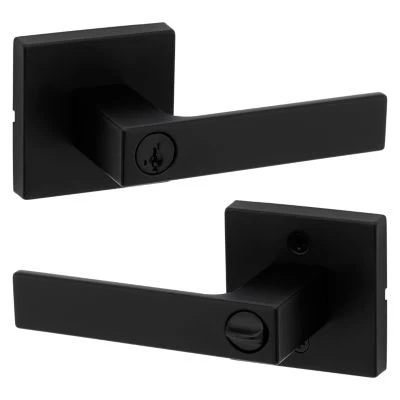 Kwikset Singapore Lever (Square) - Keyed - featuring SmartKey, Matte Black - Image 2