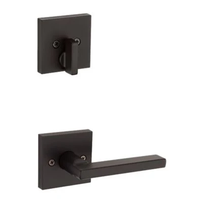 Kwikset Vancouver Handleset with Halifax Lever - Deadbolt Keyed One Side - featuring SmartKey, Matte Black - Image 2