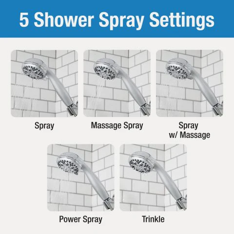 Danco Multi-Function Massage Handheld Showerhead with Hose - Image 15