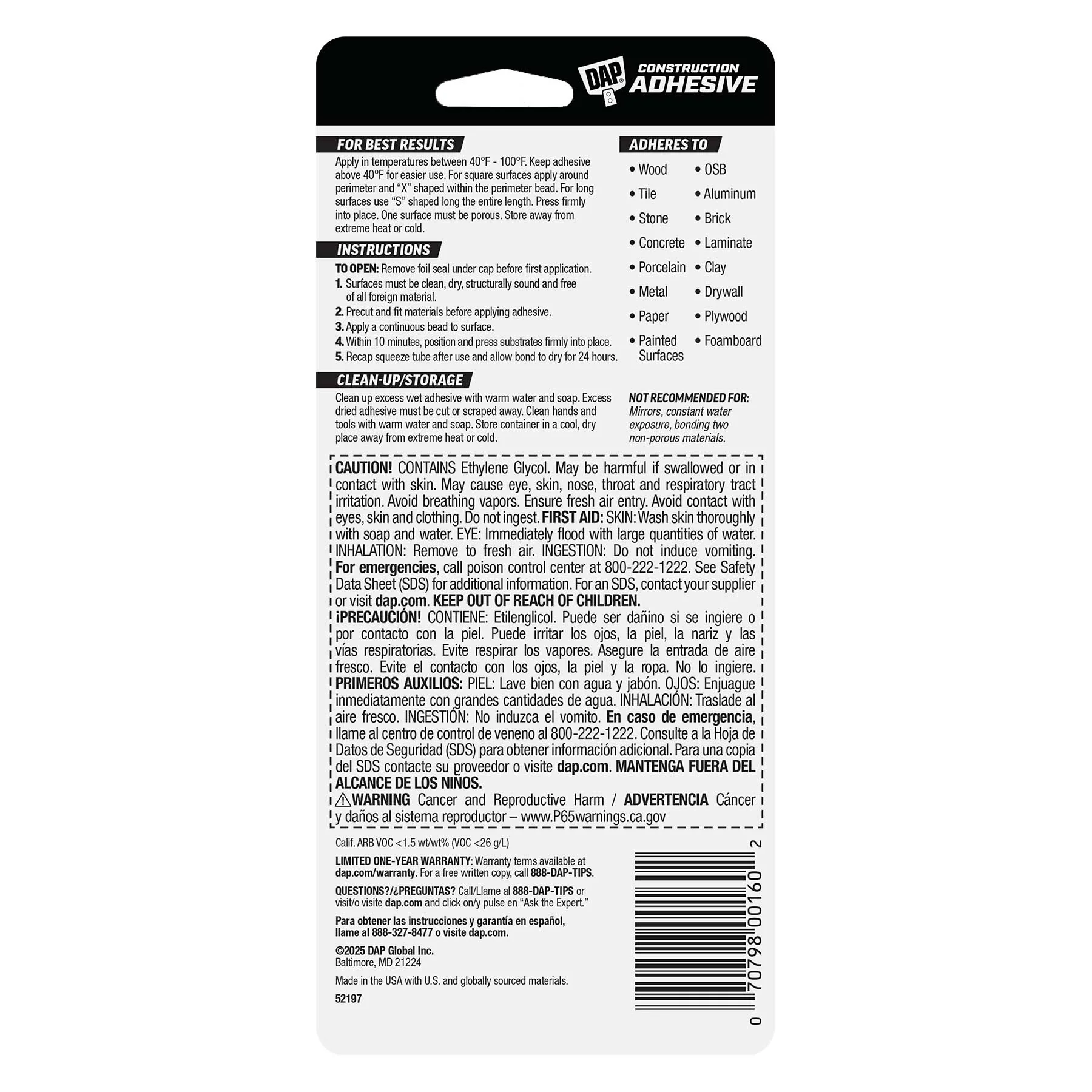 Dap Heavy Duty Construction Adhesive 3 OZ - Image 5