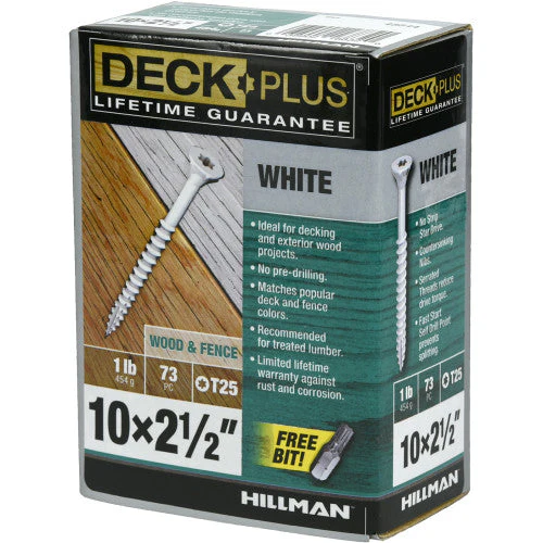 Deck Plus White Deck Screws #10 X 2-1/2"