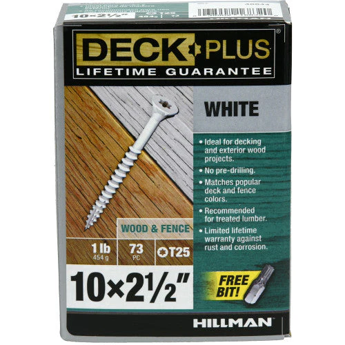 Deck Plus White Deck Screws #10 X 2-1/2"