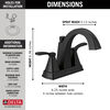 Delta Flynn Two Handle Centerset Bathroom Faucet in Matte Black - Image 2