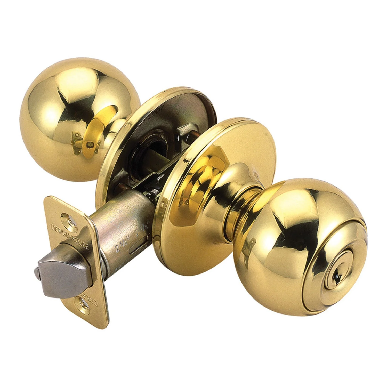 Design House Ball 2-Way Latch Entry Door Knob in Polished Brass - Image 2