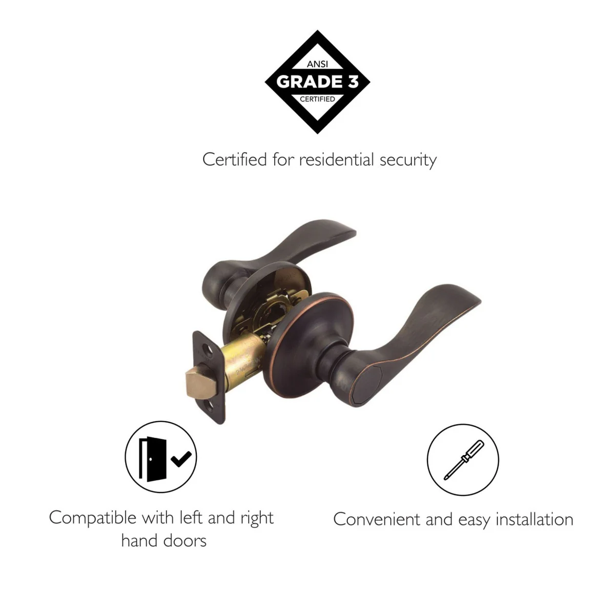 Design House Springdale 2-Way Passage Door Lever in Oil Rubbed Bronze - Image 2