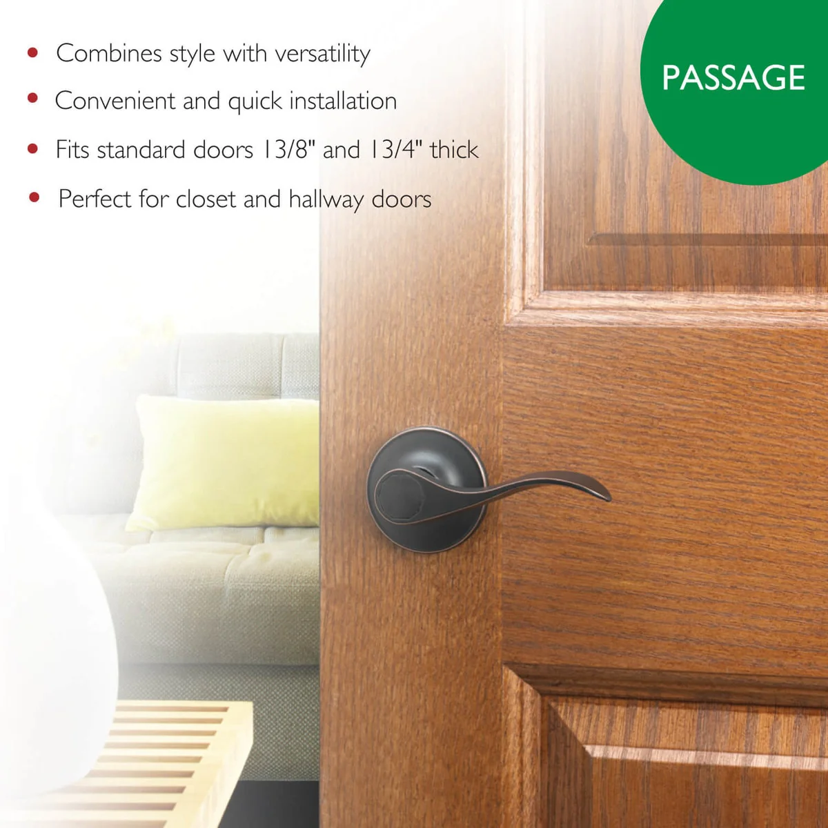 Design House Springdale 2-Way Passage Door Lever in Oil Rubbed Bronze - Image 3
