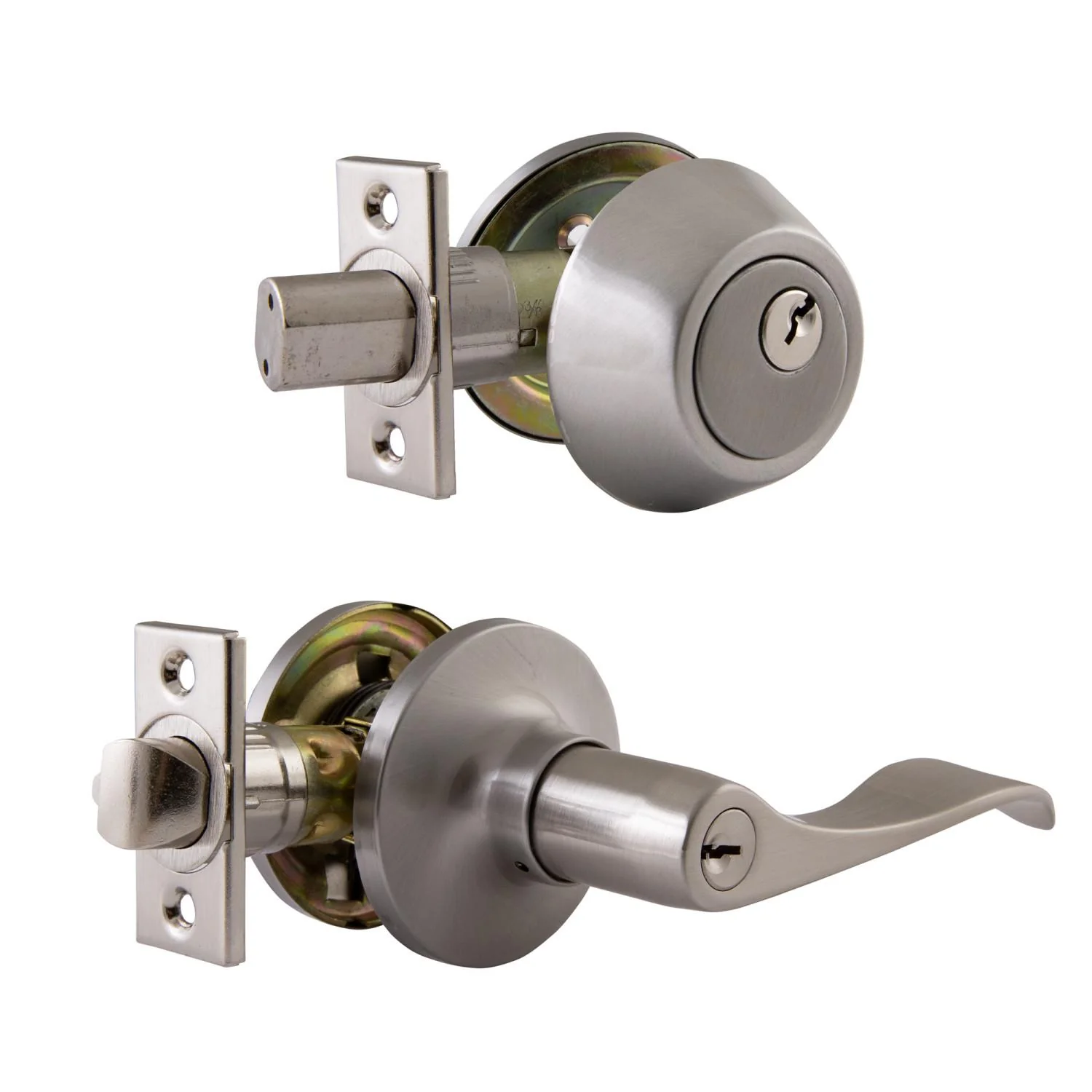 Design House Stratford Entry Door Knob and Deadbolt in Satin Nickel