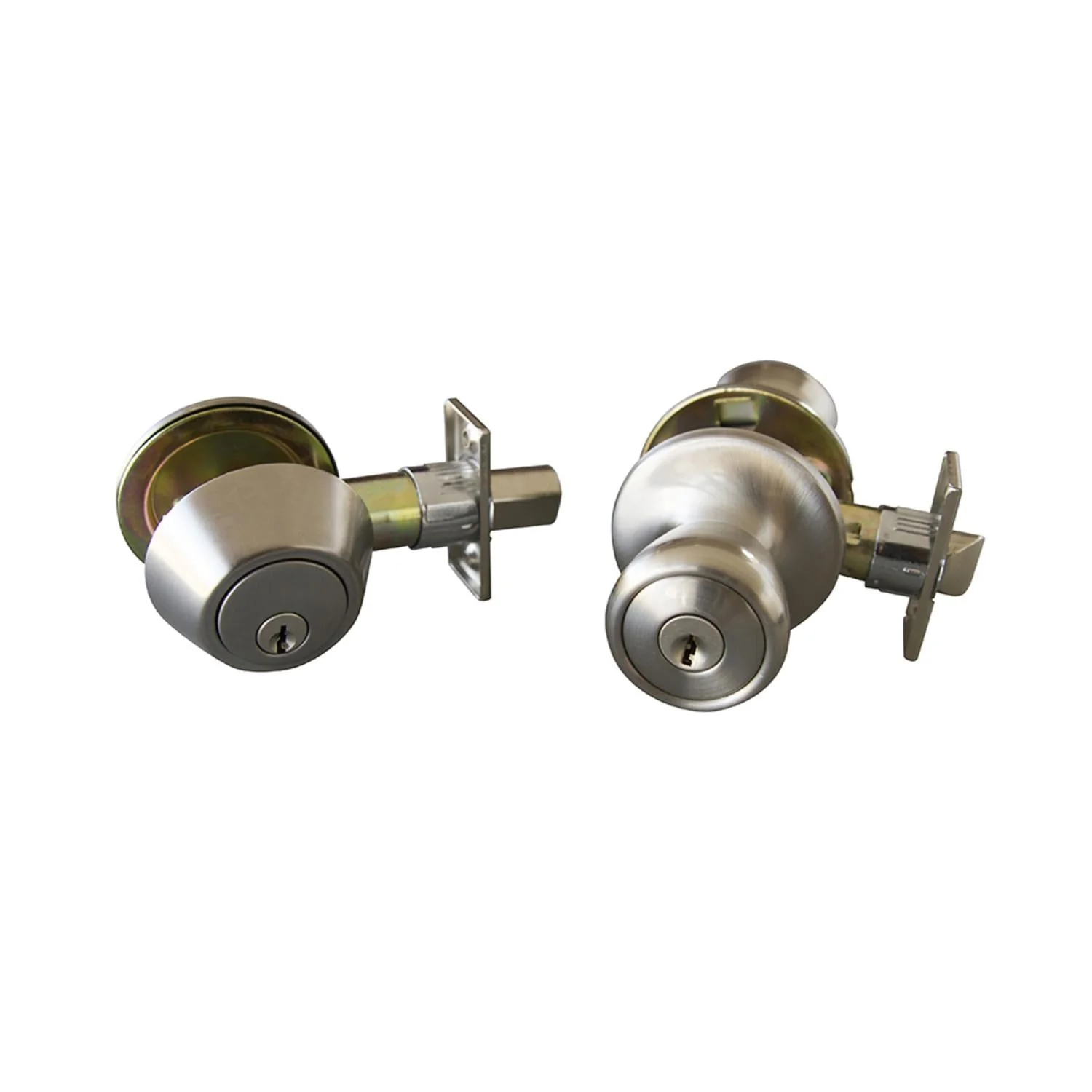 Design House Terrace Entry Door Knob and Deadbolt in Satin Nickel