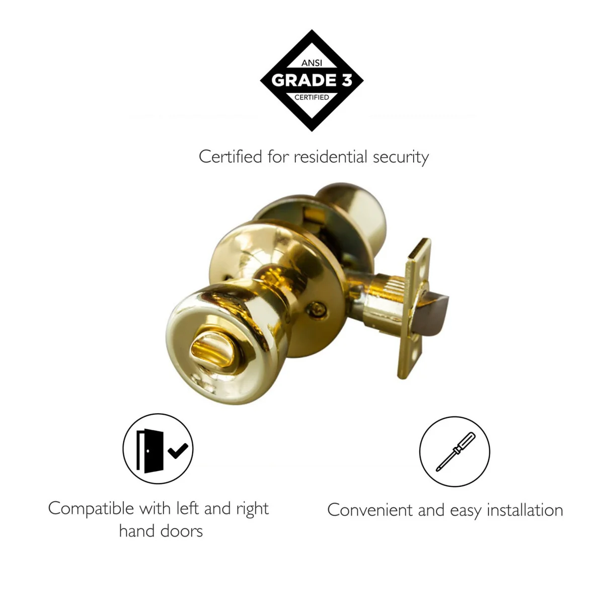 Design House Terrace Privacy Door Knob in Polished Brass - Image 2