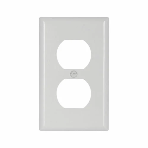 Eaton Cooper Wiring Duplex Receptacle Wallplate, White 1 Gang