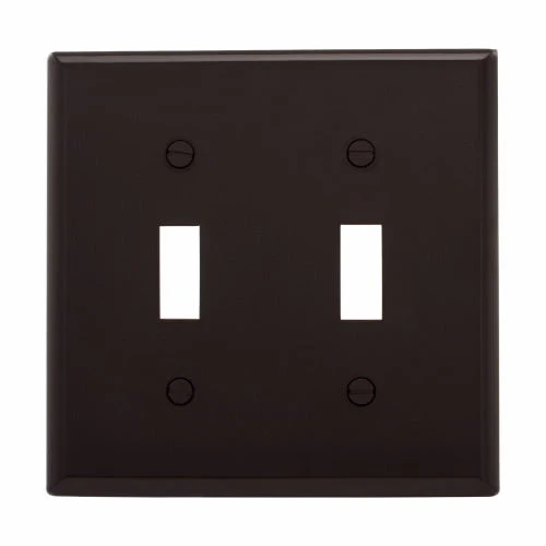 Eaton Cooper Wiring Toggle Wallplate, Brown 2 Gang