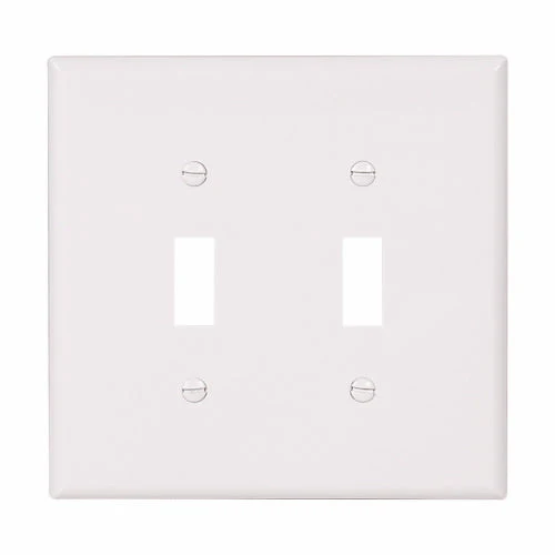 Eaton Cooper Wiring Toggle Wallplate, White 2 Gang