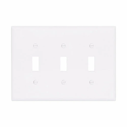Eaton Cooper Wiring Toggle Wallplate, White 3 Gang