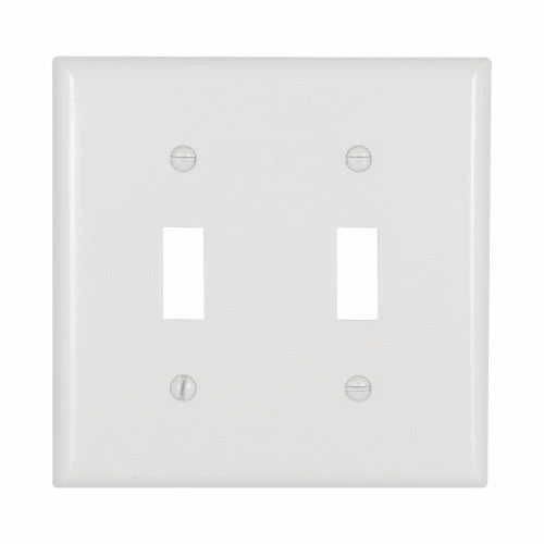 Eaton Cooper Wiring Toggle Wallplate, White 2 Gang