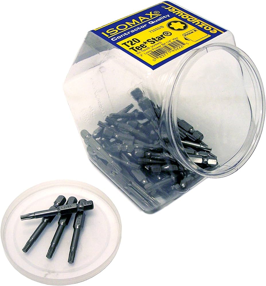 Eazypower 002205 Tub 50 T10 Fits Torx Screws, 1/4" Hex Drive, Power Bits, 2" Long