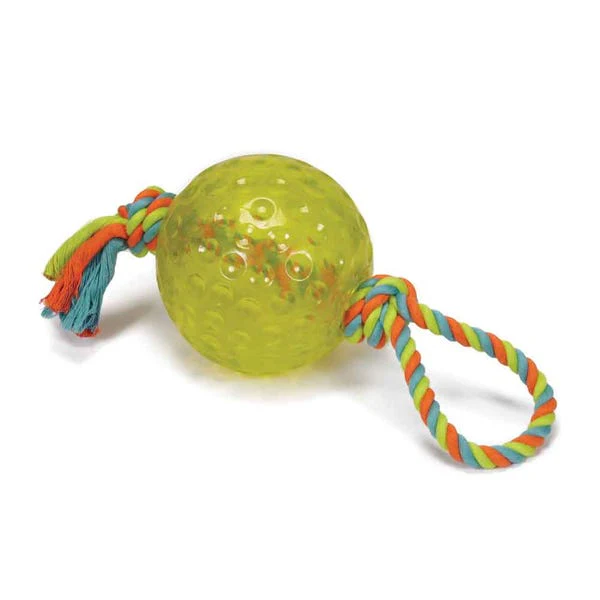 Boss PetEdge Chomper 5" TPR Ball with Rope Tugs Dog Toy - Image 2