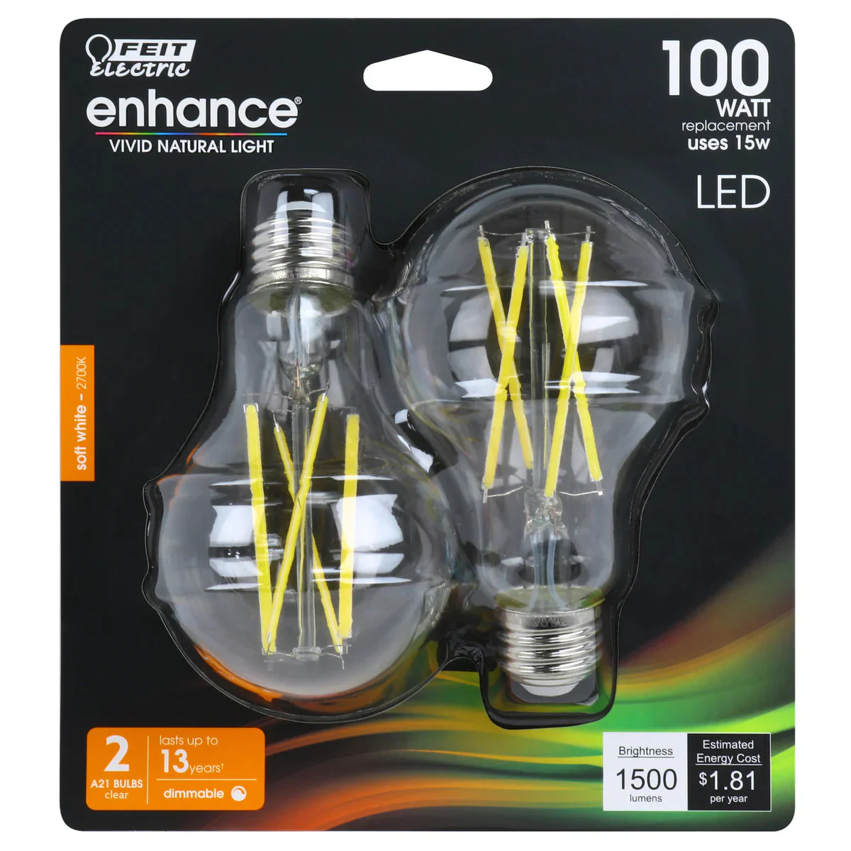 Feit Electric 100W Replacement Soft White (2700K) Glass Filament LED Enhance - Image 2