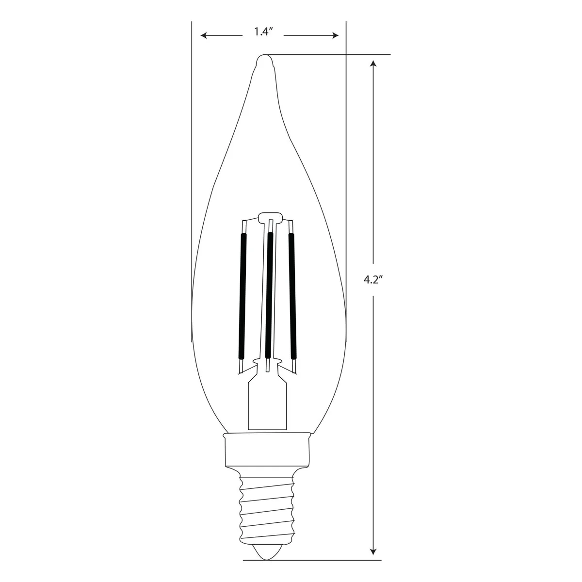 Feit Electric 3.3W (40W Replacement) Soft White (2700K) BA10 Dimmable Enhance LED Filament Bulb - Image 3