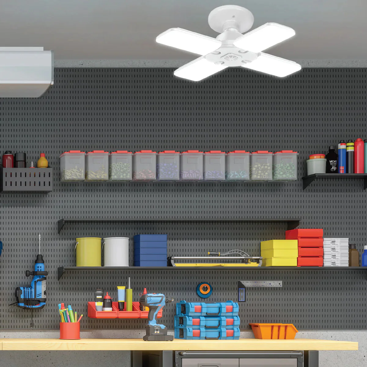 Feit Electric 80W (400W Replacement) Foldable LED High Output Multi-Directional Panel Garage Light - Image 3