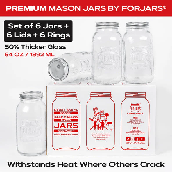 ForJars Premium Mason Jars Wide Mouth Glass Canning Jars - Image 2