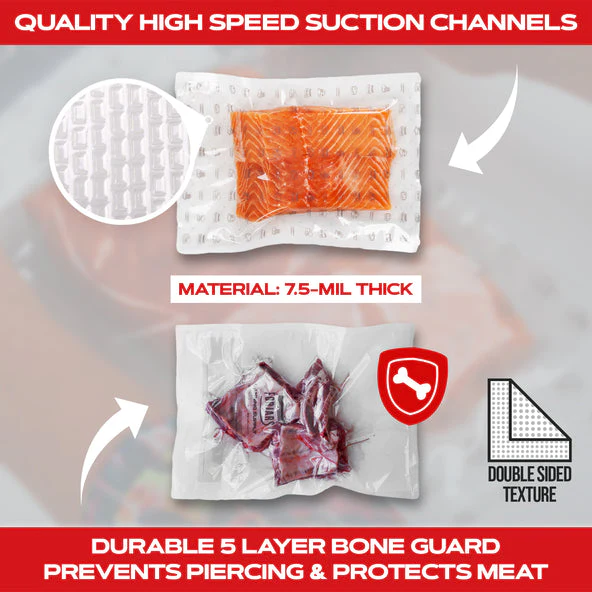 Forjars® Vacuum Sealer Roll - 8 in x 150 ft, Textured on Both Sides, 7.5 Mil Thickness - Image 6
