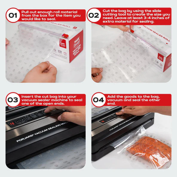 Forjars® Vacuum Sealer Roll - 8 in x 150 ft, Textured on Both Sides, 7.5 Mil Thickness - Image 8
