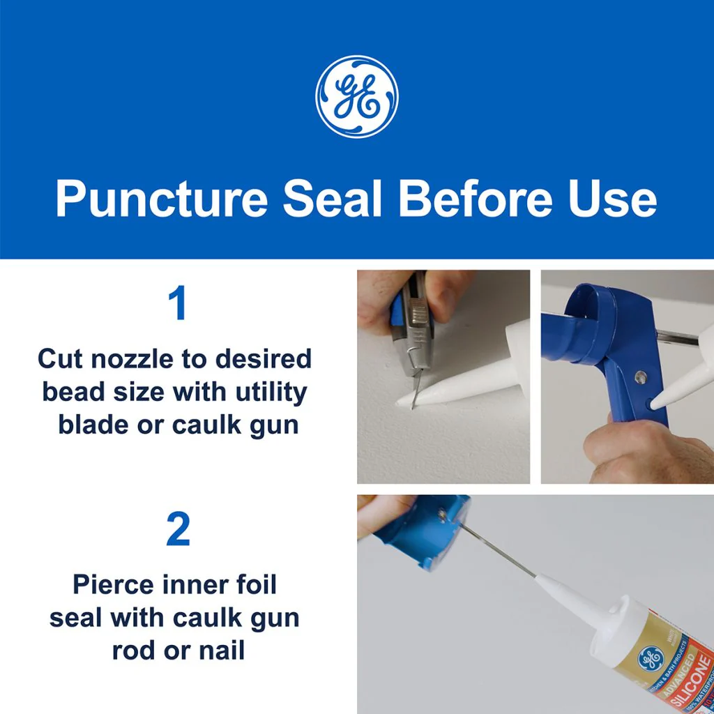 GE Advanced Silicone 2® Window & Door Sealant Clear, 2.8 Oz - Image 2