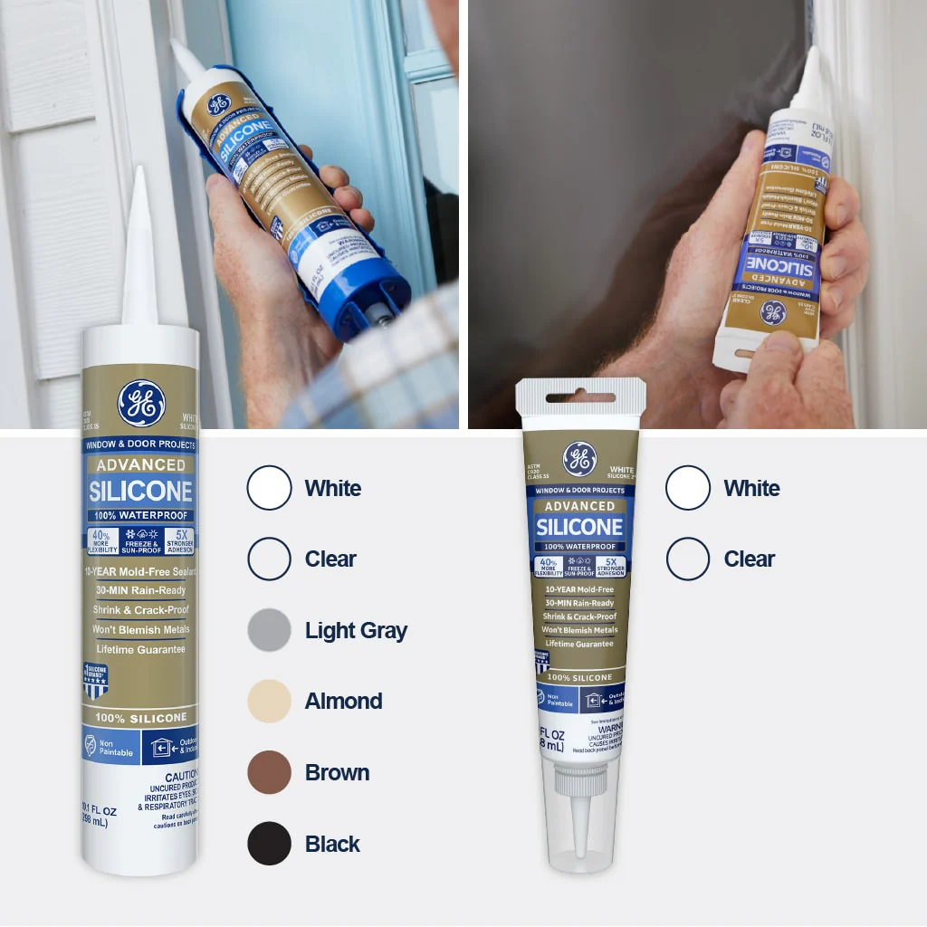 GE Advanced Silicone 2® Window & Door Sealant Clear, 2.8 Oz - Image 3