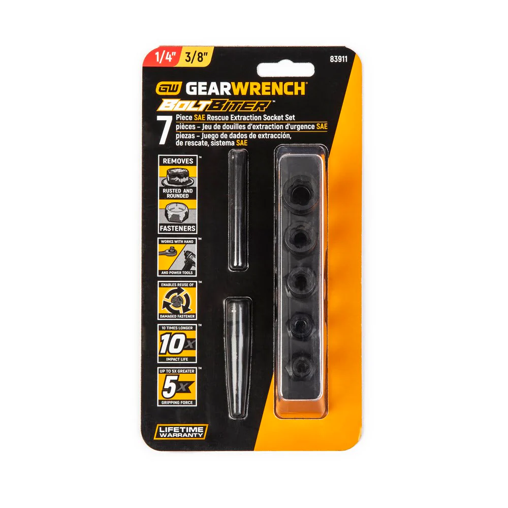 GearWrench Drive SAE Bolt Biter Impact Extraction Socket Set - Image 6