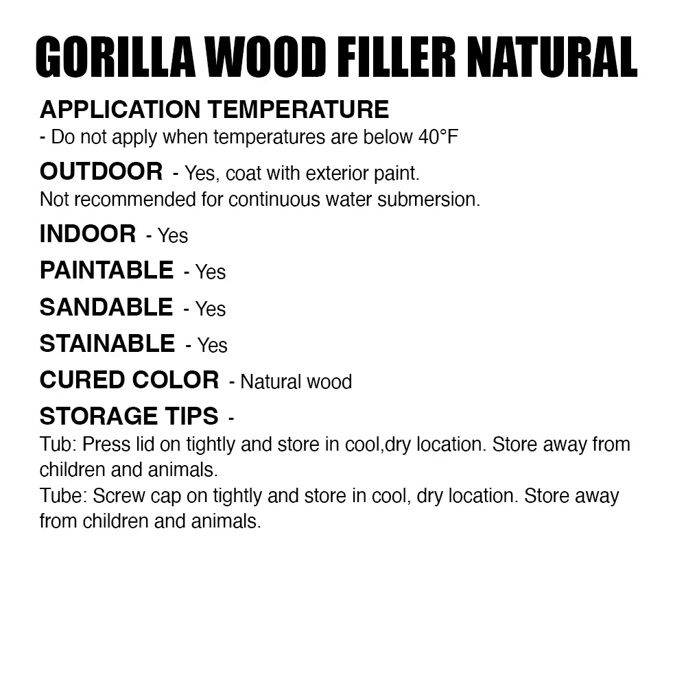 Gorilla Gorilla Wood Filler Kit Natural - Image 2