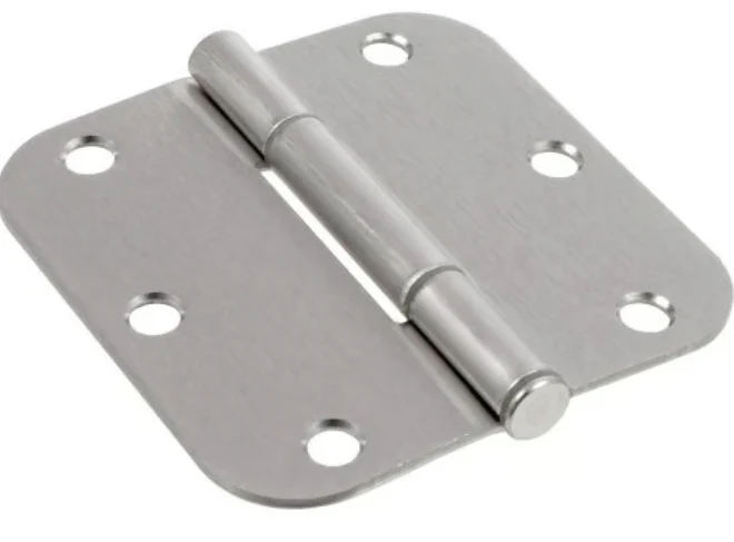 Hillman Hardware Essentials Squeak-Proof 5/8" Round Corner Door Hinge Satin Nickel (3-1/2")