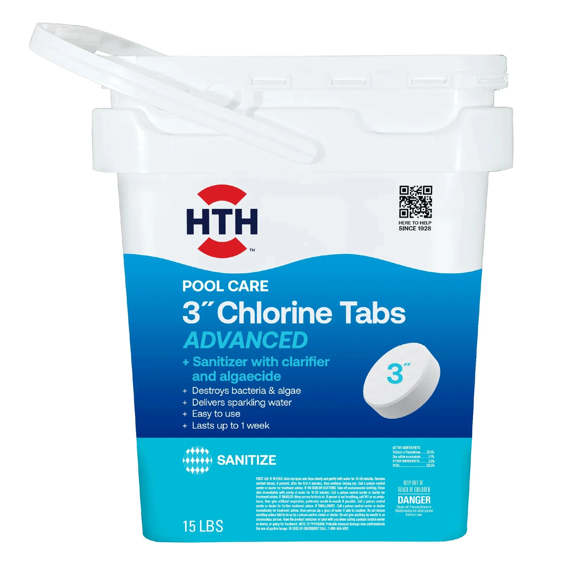 HTH® Pool Care 3" Chlorine Tabs Advanced 15 Lbs