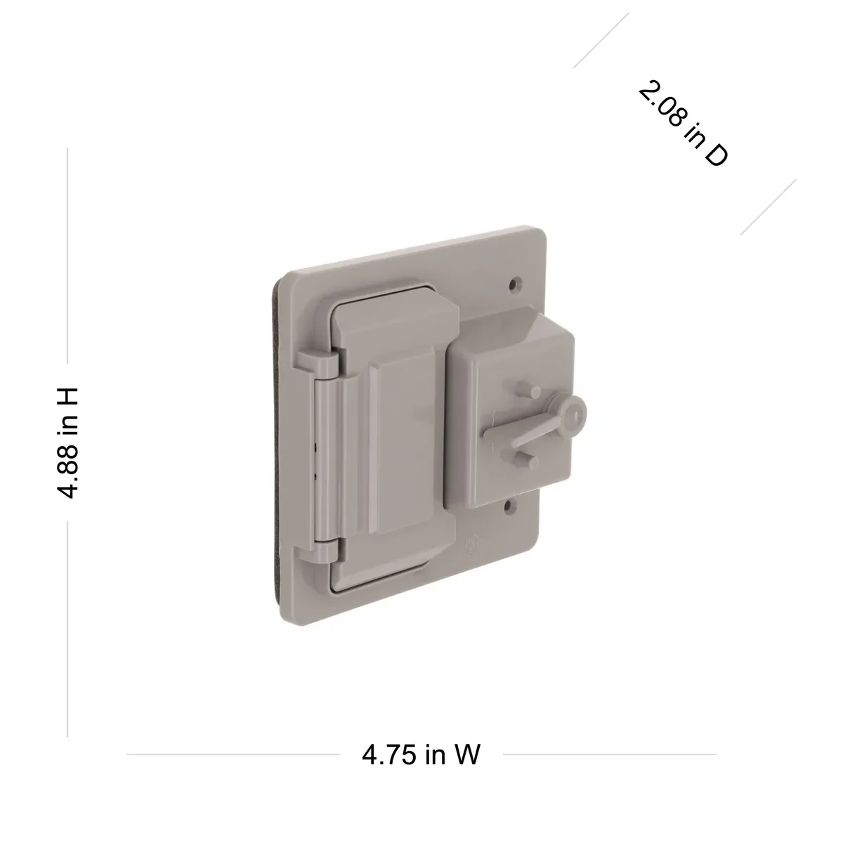 Hubbell 2-Gang Weatherproof Cover, Plastic, Toggle/GFCI, Gray - Image 2